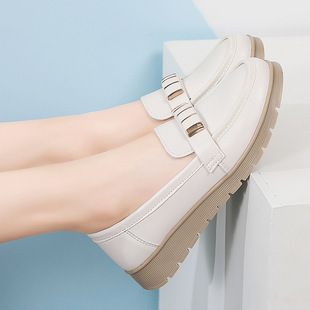 Genuine Leather Beef Tendon New Beanie Women's Shoes Flats Versatile Soft Sole Non-slip Mom Middle-aged and Elderly Casual Shoes One-step