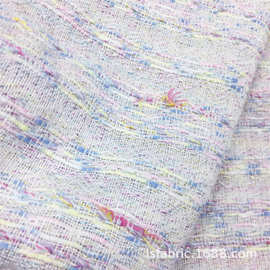 薄款 清新 蓝白配色小香风金丝编织连衣裙套装面料 箱包饰品可用