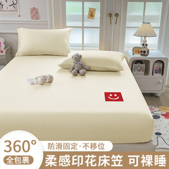 纯色水洗棉烫画床笠单件床罩2025新款全包床罩床垫套保护套可机洗