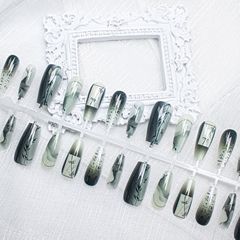 【皎瓏】新款貓眼甲片墨竹穿戴甲指甲貼片貓眼穿戴甲支持跨境甲片