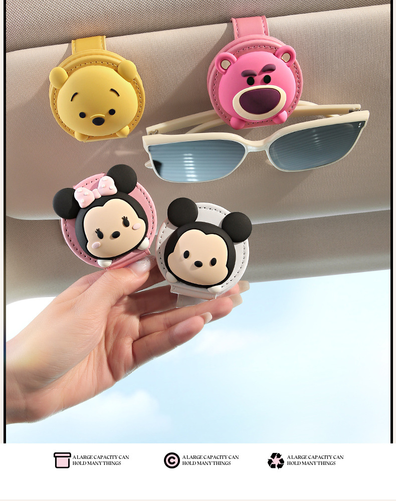 Mickey and Minnie Car Glasses Holder Multifunctional Car Sun Visor Driver's Glasses Case Car Sunglasses Clip for Hanging Glasses