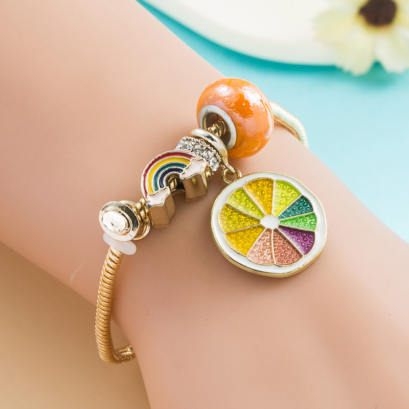 Fashion creative lemon rainbow alloy bracelet