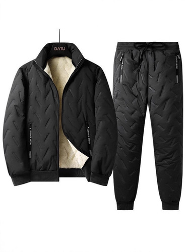 Men's sporty set of 3 pieces, winter cotton jacket, loose cashmere cotton robe, vest, and pants