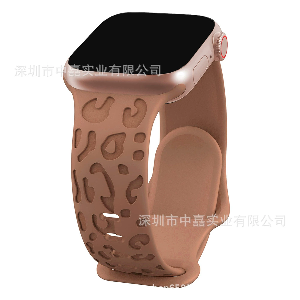 Silicone Watch Strap Apple compatible, 38–49 mm, soft leopard-texture band