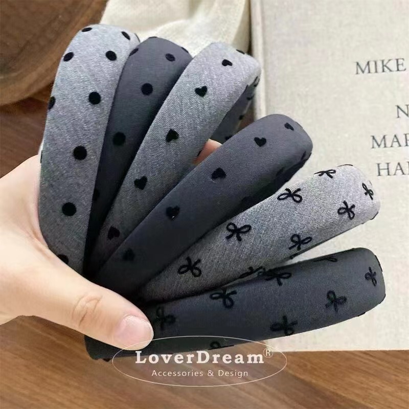 South Korea Dongdaemun Bow Sponge Hair Band Internet Celebrant Popular Grey Height-adjusting Cranial Top All-match Hair Accessories for Women