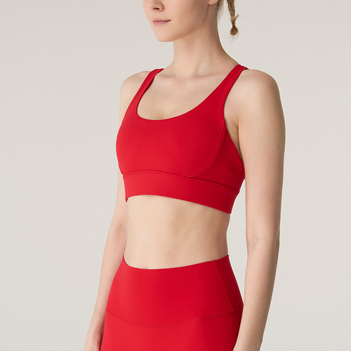 New Lulu Cross Back Sports Bra for Women, Seamless Hook-and-Bar Adjustable Shockproof Quick-Dry Backless Bra for Yoga