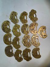 古玩杂项收藏仿古黄铜十二生肖锁片老式钥匙扣挂饰工艺品随机发