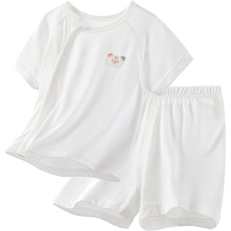 Traje de verano para bebés, niños y niñas, ropa fina de manga corta, pijamas para niños, ropa de verano para bebés dividida de dos piezas