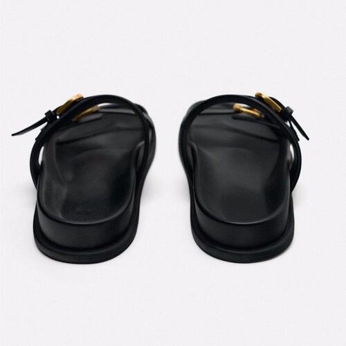2024 Summer New Women's Sandals with Toe Post and Buckle Decoration, Casual Flat Sandals with Thick Soles and One Straps