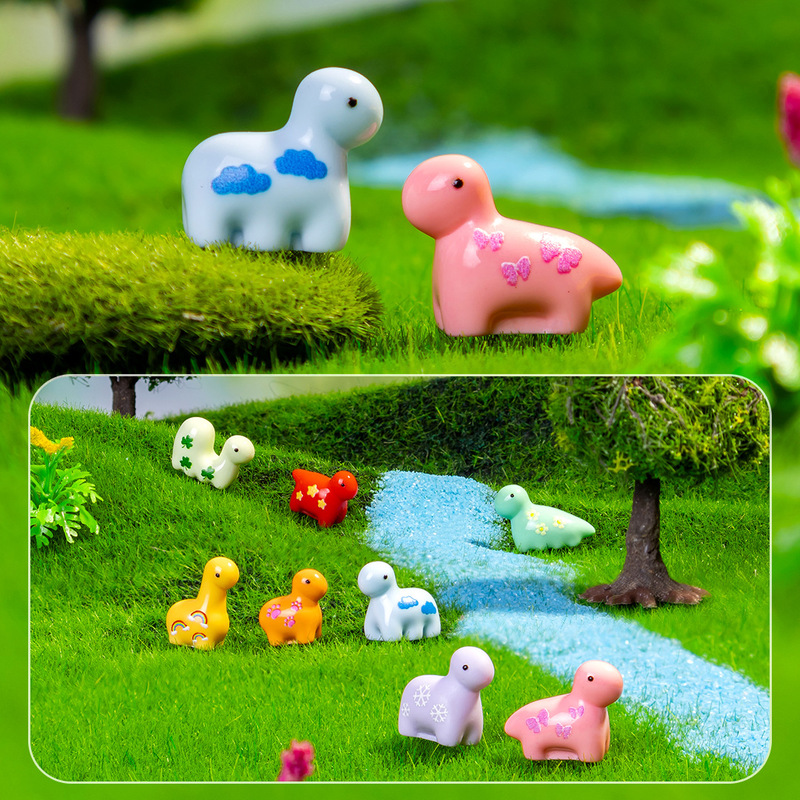Cross-Border Creative Cartoon Solid Color Printed Small Dinosaur DIY Resin Crafts Cute Animal Decorative Car Ornaments Cross-Border Creative Cartoon Solid Color Printed Small Dinosaur DIY Resin Crafts Cute Animal Decorative Car Ornaments