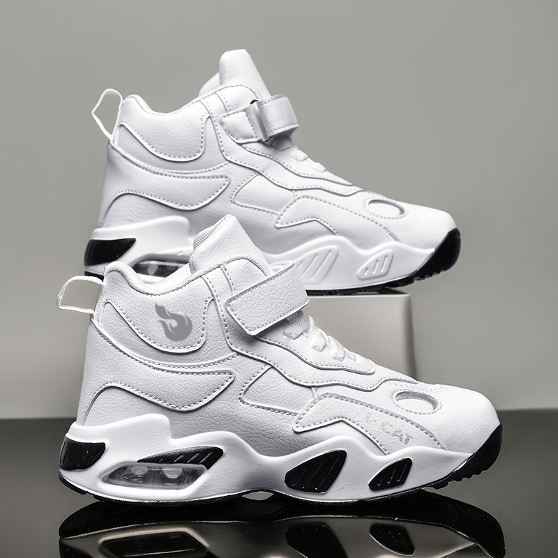 Fábrica directa de zapatos de baloncesto infantil primavera cuero zapatos casuales velcro antideslizante aire al aire libre zapatos deportivos