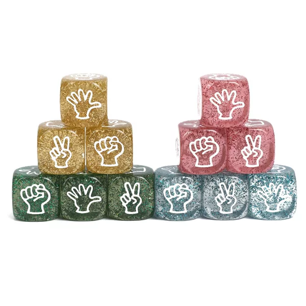 Hot Selling Dice 20mm Gold Powder Scissors Stone Cloth Game Sieve Entertainment Glitter Dice Wholesale