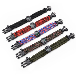 Outdoor Flipping Stone Whistle Compass Survival Multifunctional Survival Umbrella Rope Bracelet Five-in-One Flipping Stone Umbrella Rope