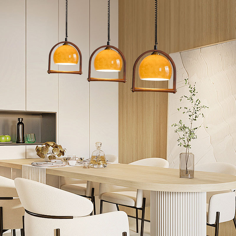 Landelier de restaurante japonés color nuez medieval viento tranquilo retro dormitorio sala de té estudio candelier de cabecera de cama retráctil