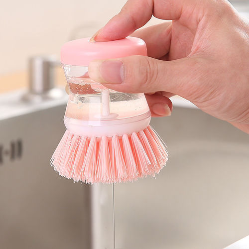 Liquid-added pot washing brush, push-type automatic liquid-adding dishwashing brush, does not stick to oil and does not damage the pot, multi-functional decontamination cleaning brush