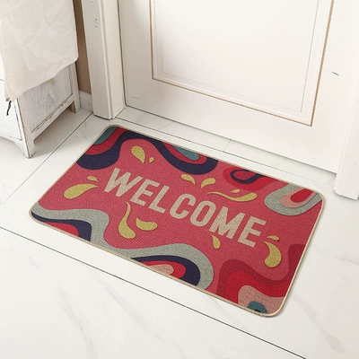 Avtomobil döşəmə paspasları – easy to maintain, dirt-resistant, wear-resistant - watermelon-red-goes-home-4060cm-linen