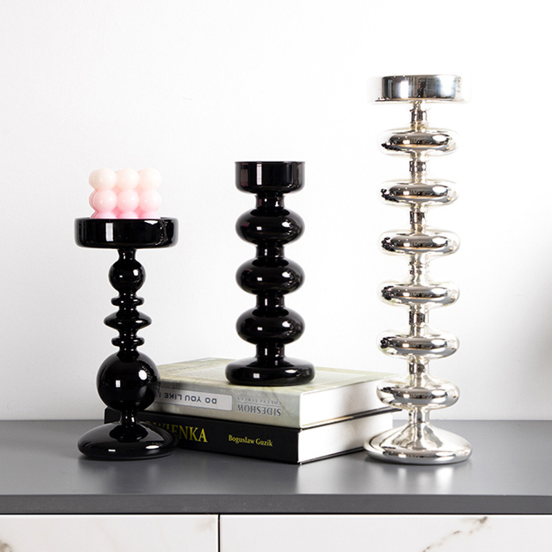 Simple retro estilo francés antiguo vela de cristal candelabro decoración de escritorio candelabro de cristal