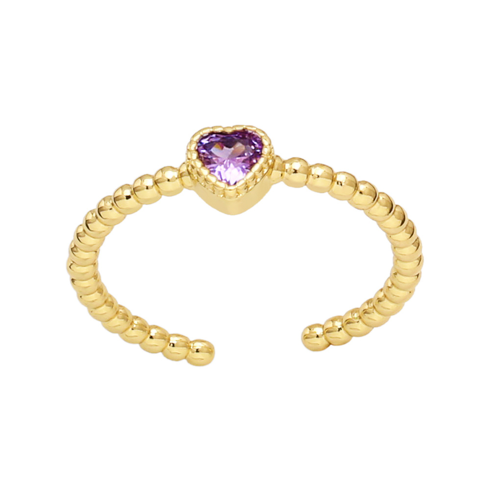 8g Weight 18K Gold Plated Plating Material Fashion Heart Shape Copper Inlay Zircon Open Ring 1 Piece