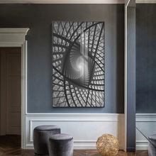 创意几何建筑空间黑白灰简约客厅装饰画过道走廊玄关壁画帆布画
