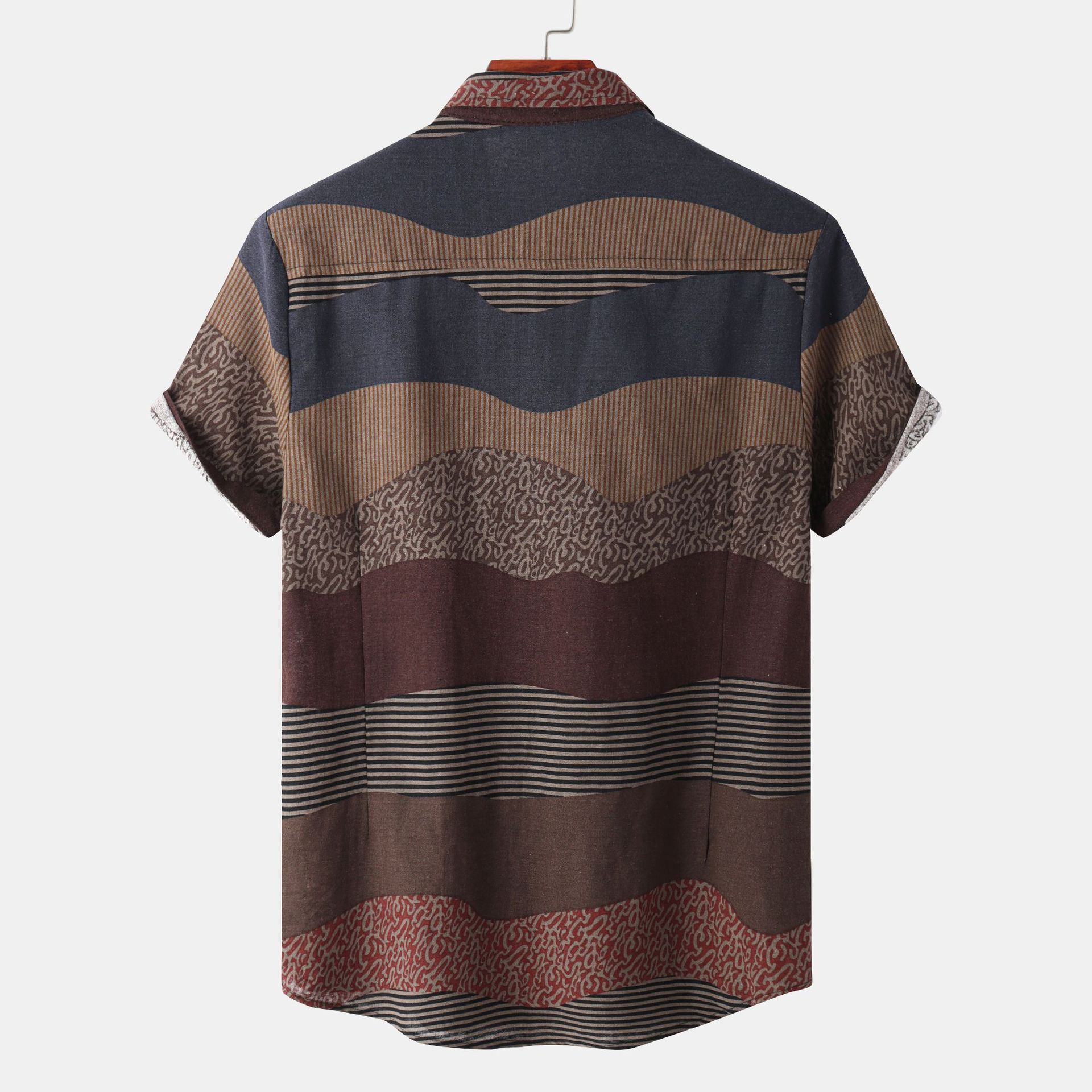 2021 camisa de manga corta para hombre de verano color de cuerpo grande a juego diseño de moda transfronterizo Camisa de manga corta para hombre