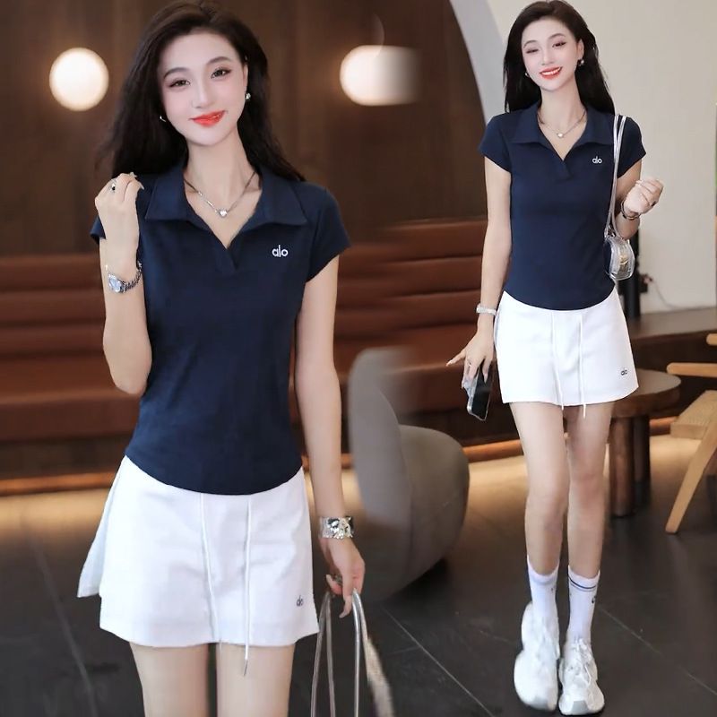 Casual Sports Suit for Women, Summer New Style, Slim Polo Shirt, Short-Sleeved T-Shirt, Skirt and Pants Two-Piece Trendy Set