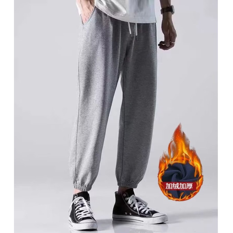 Ropa de hombre gruesa de algodón grueso de invierno forrada de lana en stock al por mayor Pantalones deportivos de todo partido pantalones casuales más tamaño pantalones atados al tobillo