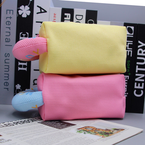 New waffle cosmetic bag ins simple student large capacity pencil bag ladies wrist bag storage belt
