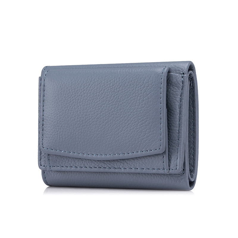 小さな財布本革女性RFIDカードバッグ日本式の財布の3割引の短い財布の薄いミニ小銭包装の小銭