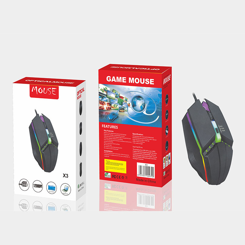 Directo de fábrica neutral con cable USB ratón de oficina en casa cuaderno de negocios colorido luminoso sello de plástico al por mayor