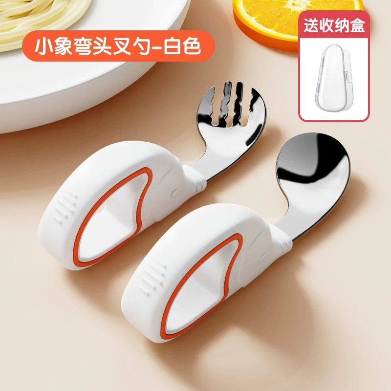 Children's spoon stainless steel, ring, set, silicone tableware for training for feeding