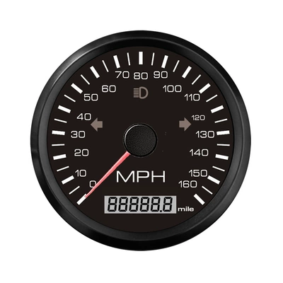 Adjustable Mileage 12V24V – automobile instrument - black-dial-black-bezel-160mph