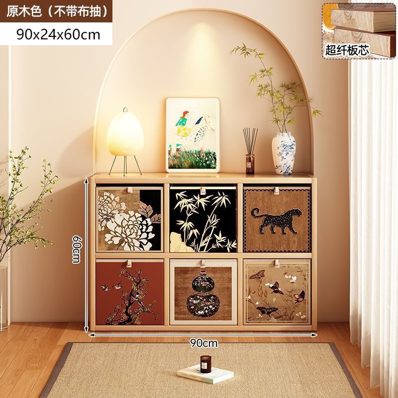 客厅家用收纳柜子储物展示柜落地格子柜复古风书柜书架落地置物架|undefined