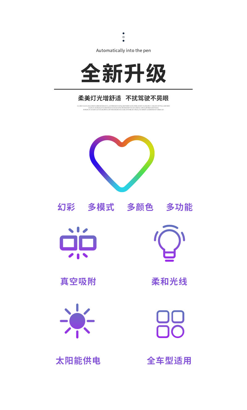 Cross-Border Popular Car USB Solar-Powered Wireless Led Heart-Shaped Light Triangular Window Wireless Neon Light Decorative Light