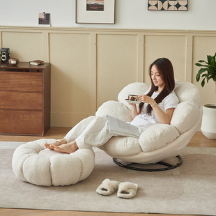 Lazy Sofa Lying Sleepable Bedroom Single Sofa Chair Lambskin Sofa Chair Balcony Rotating Leisure Chair Internet Celebrant