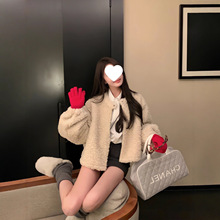 皮毛一体毛毛外套女冬季新款加厚休闲宽松小个子短款上衣