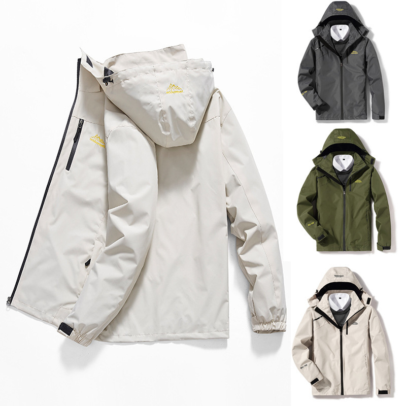 Outdoor Jacket for Men, Autumn Thin Style, Wear-Resistant, Large Size, Mountaineering Clothing, Windproof, Waterproof, Breathable, Sports Workwear Jacket