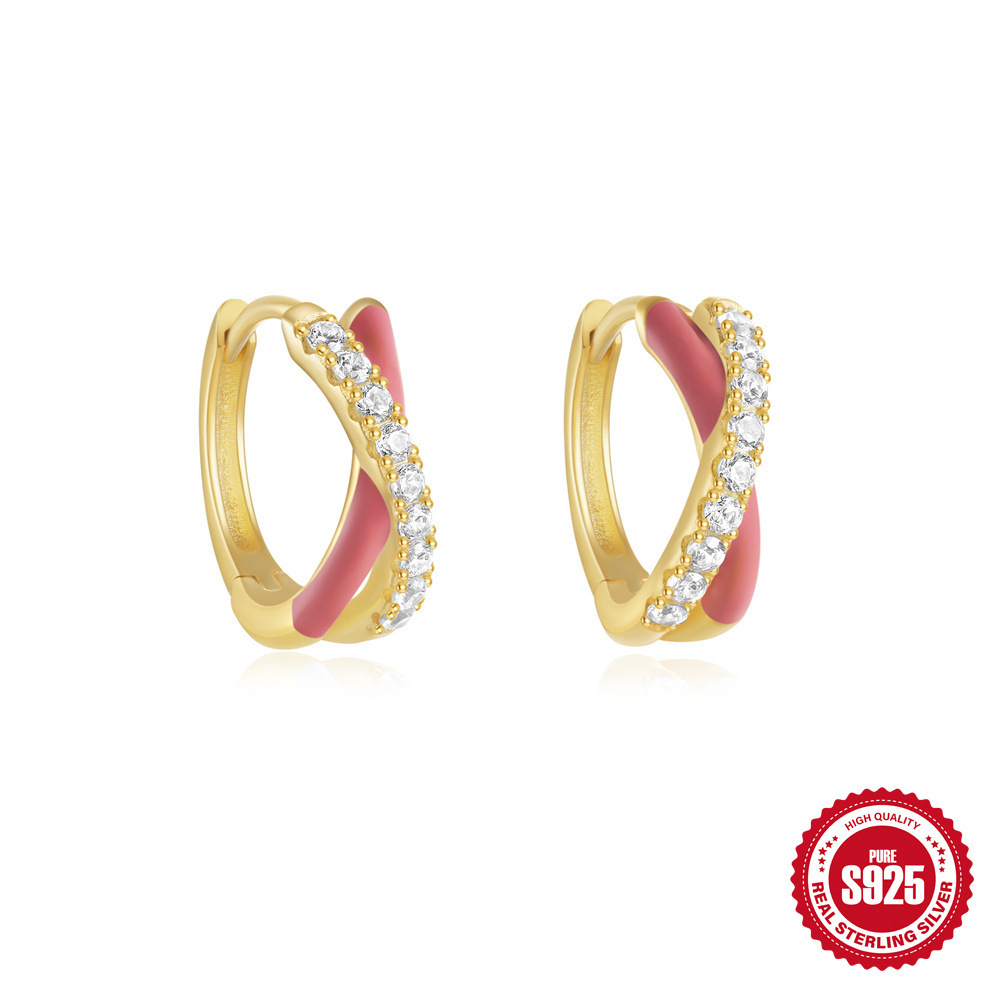 Pendientes de lazo de aceite de goteo de viento de niña de nuevo estilo de verano Pendientes de plata de ley s925 de moda simple para mujer