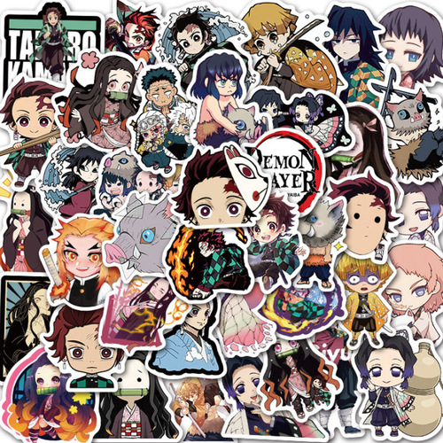 50 TV Anime Demon Slayer Cartoon Sticker Decals Motorcycle Luggage Decor Waterproof Removable Sticker