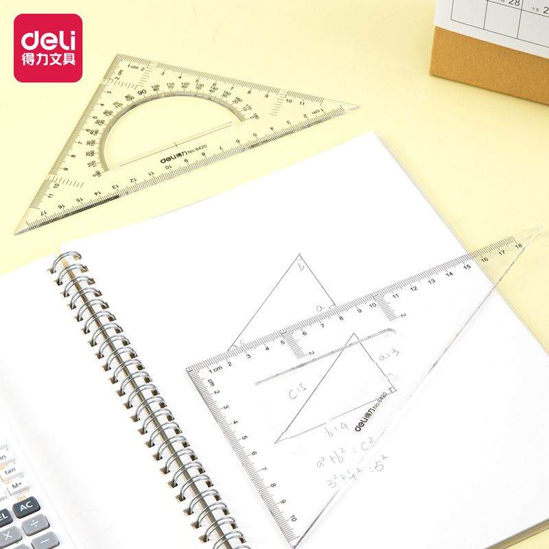 Gete Right-Angle Triangle Ruler 6420 Transparent Triangle Ruler 18cm Triangle Board Student School Supplies