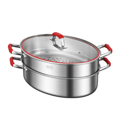 Carefully selected 304 stainless steel fish steamer thickened large capacity oval steamer single layer double layer universal stove