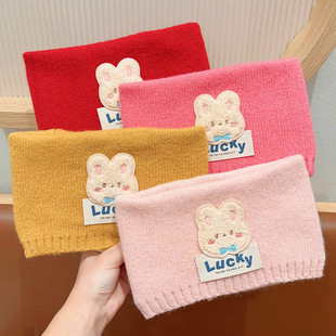Baby Thickened Scarf Winter Knitted Collar for Boys and Girls 2024 New Children's Cartoon Rabbit Windproof Warm Neck