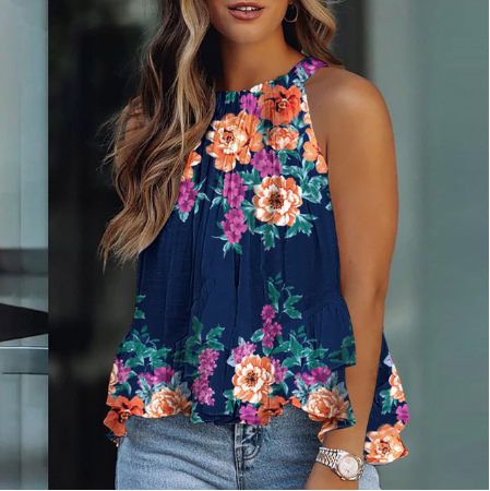 D8536 New Year's spring hanging neck sleeveless pumping hem multi…