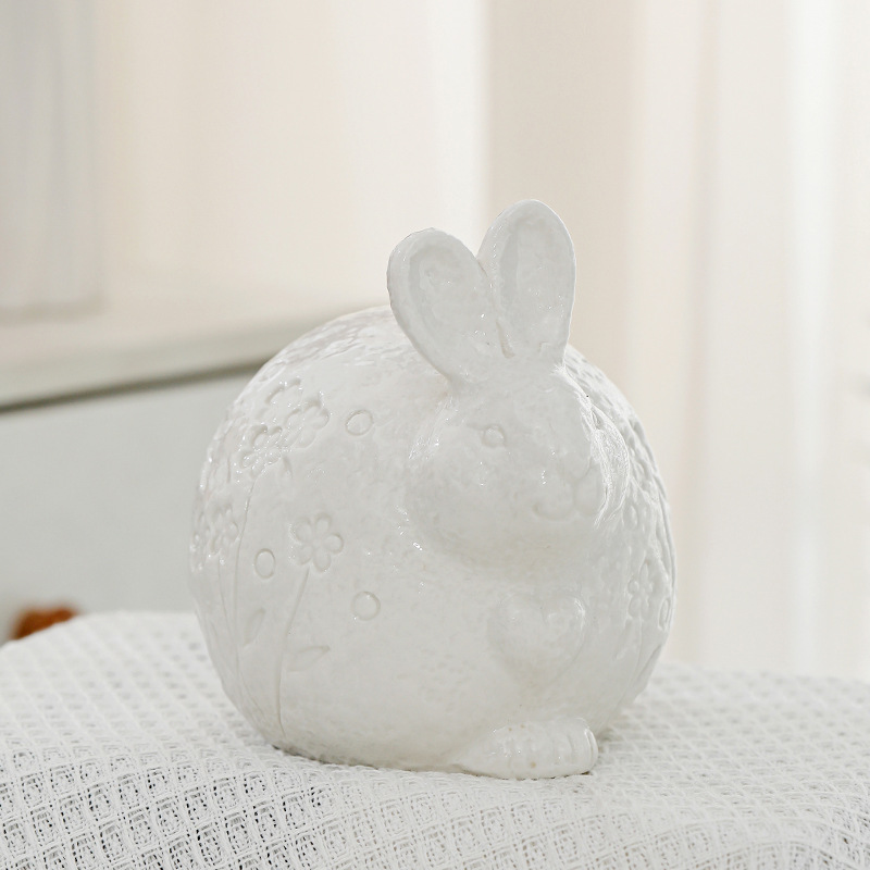 Nórdico abstracto pascua adorable conejo decoración animal blanco minimalista cerámica hogar al por mayor transfronterizo