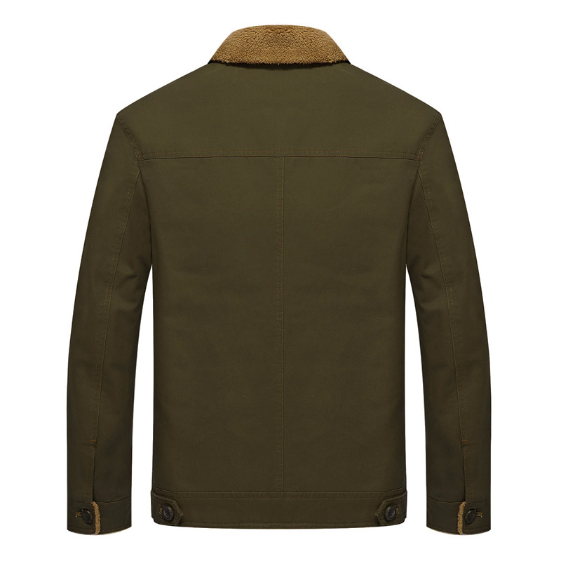 Men's Down Jackets Brown Solid Colour Single Breasted Winter Coat_voghion.com