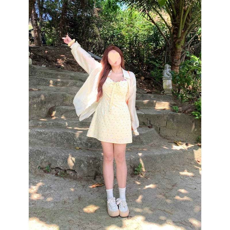 Летнее платье-миди в стиле кружевного кроя для женщин больших размеров, коллекция 2025 года, с цветочным принтом и бретелями