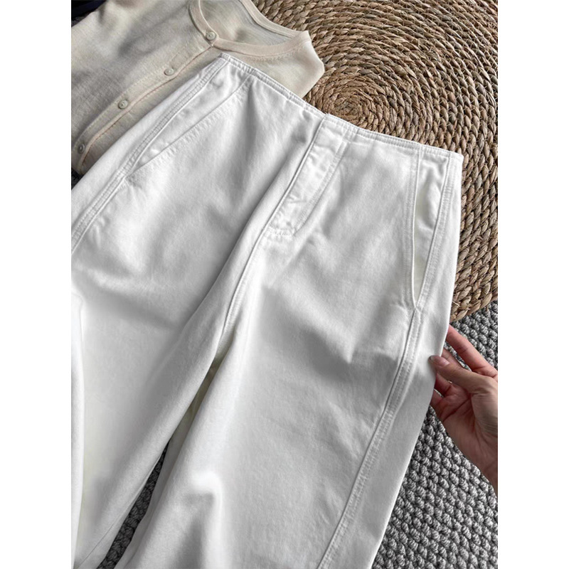 Highly Recommended! Excellent Fit! Imported Pure Cotton Sickle Jeans for Women, Cocoon Shape, High Waist, Slimming, Cropped Length