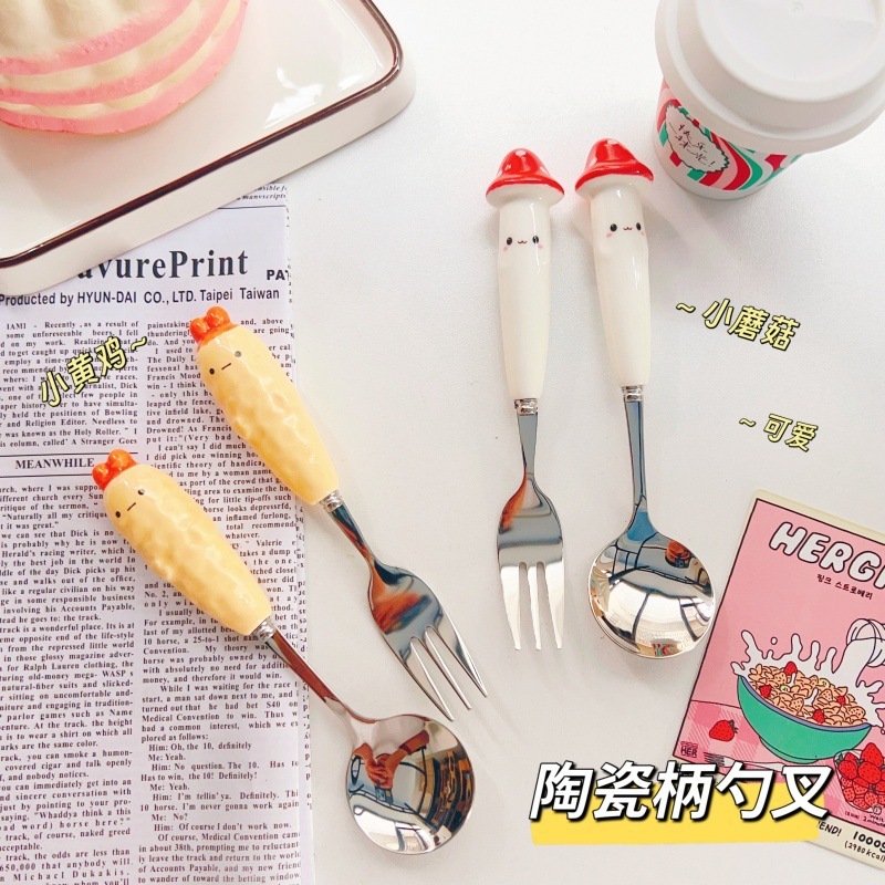 入学新商品学生携帯スプーン箸セットかわいいスプーンスプーンスプーン高颜値スプーンフォーク二合一|undefined