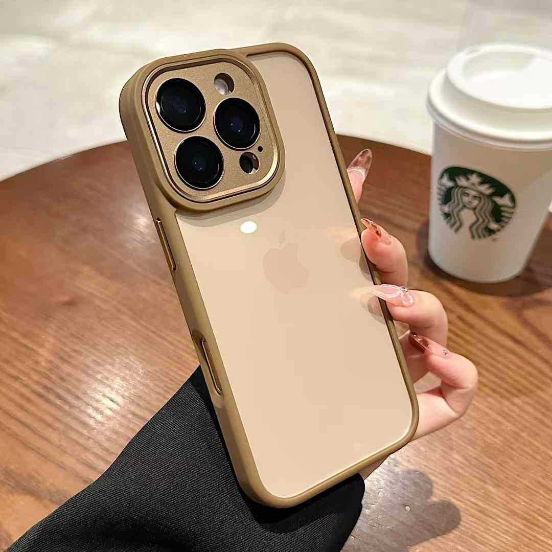 Funda para teléfono móvil iPhone16 Golden Shield Película para lente todo incluido Apple 14 Funda protectora transparente a prueba de caídas 13ProMax