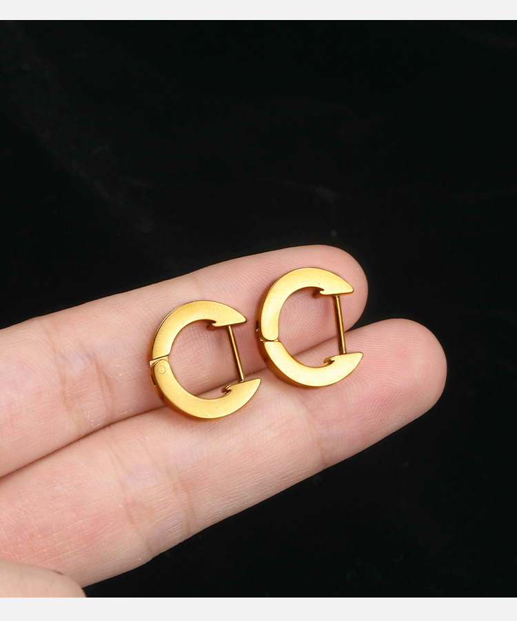 14K Gold Stainless Steel Hoop Earrings for Women - Simple Stylish Ear Clips detail image 10