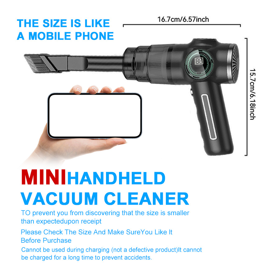 Factory Direct Supply Cross-Border Hot-Selling Car Vacuum Cleaner Wireless Charging Model Dust Remover Trade Model Handheld Vacuum Cleaner